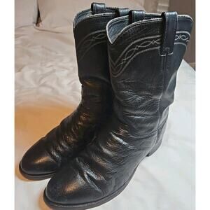 Justin 3172 Men's Exotic Roper Cowboy Black Boots Size 10.5 EE